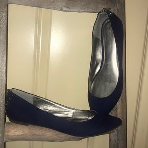 BCBG Velvet Blue Pointy Toe Flats